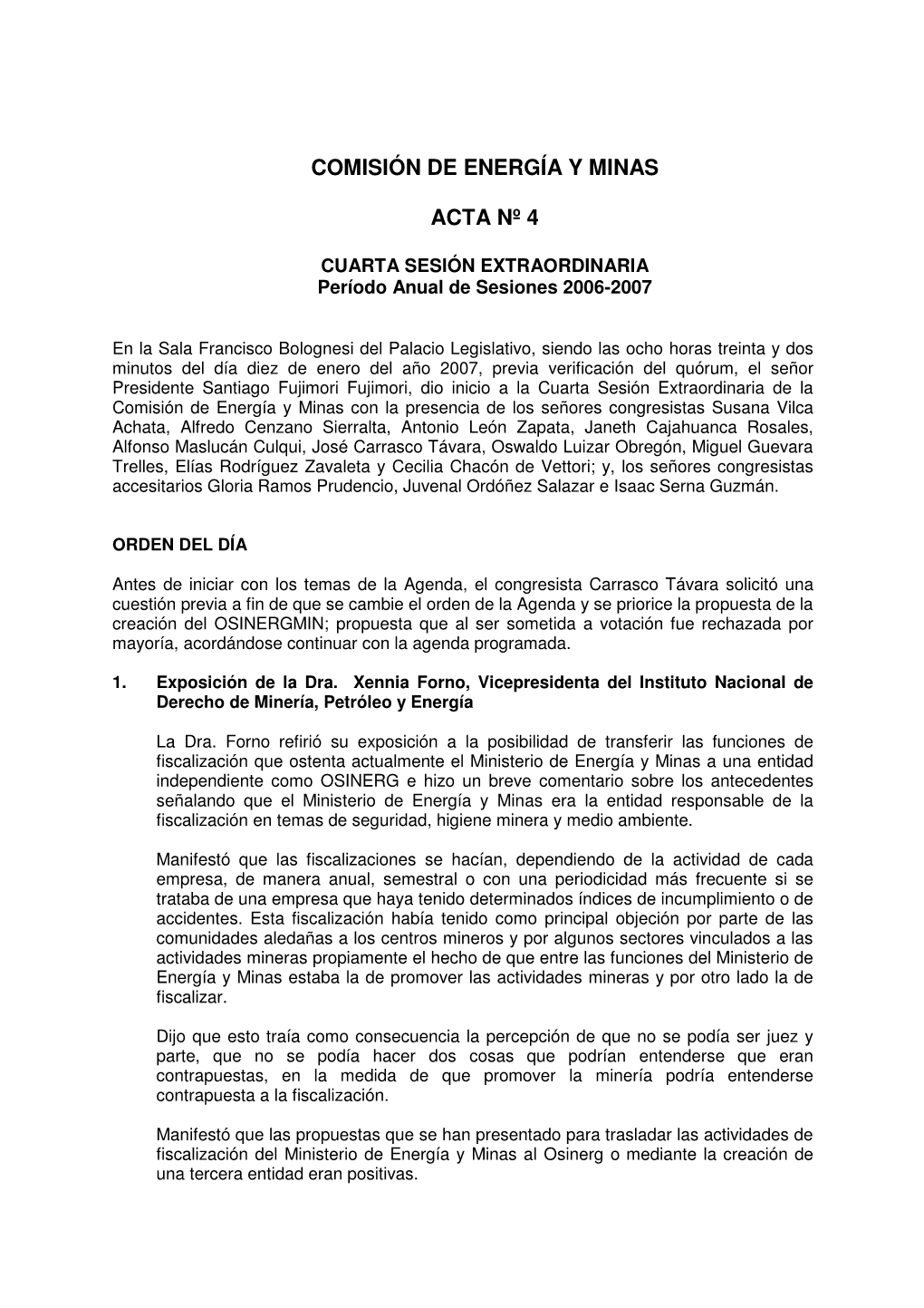 Comisión De Energía Y Minas Acta Nº 4
