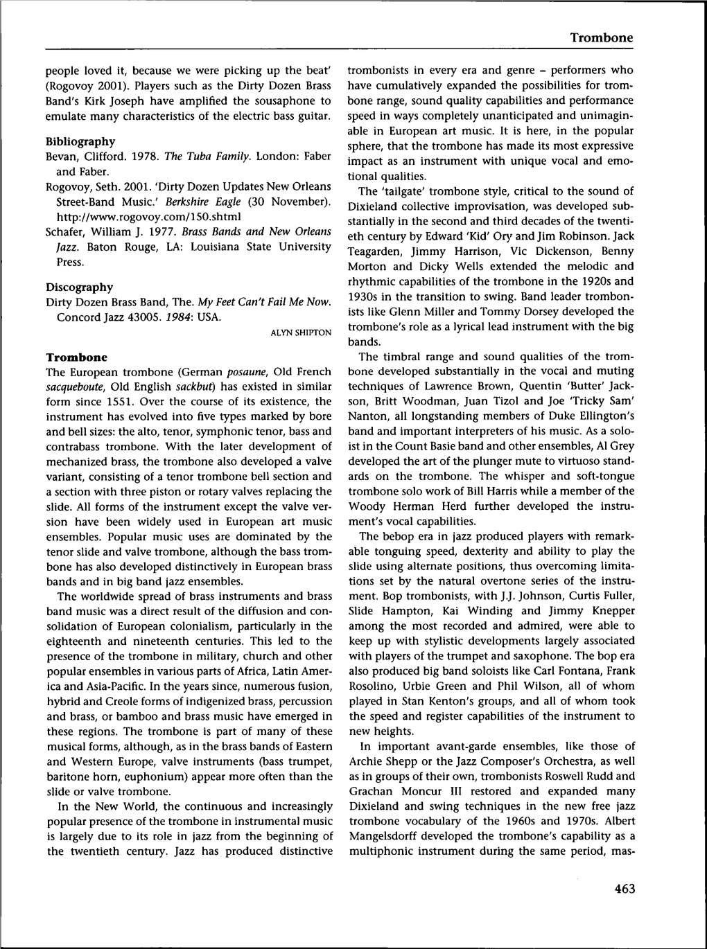 Trombone People Loved It, Because We Were Picking up the Beat' Trombonists in Every Era and Genre - Performers Who (Rogovoy 2001)