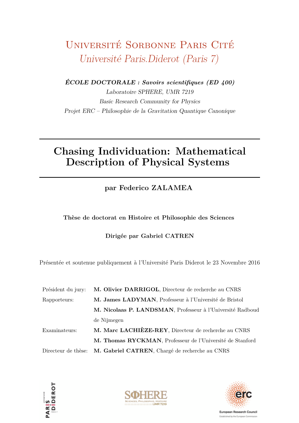 (Paris 7) Chasing Individuation: Mathematical Description