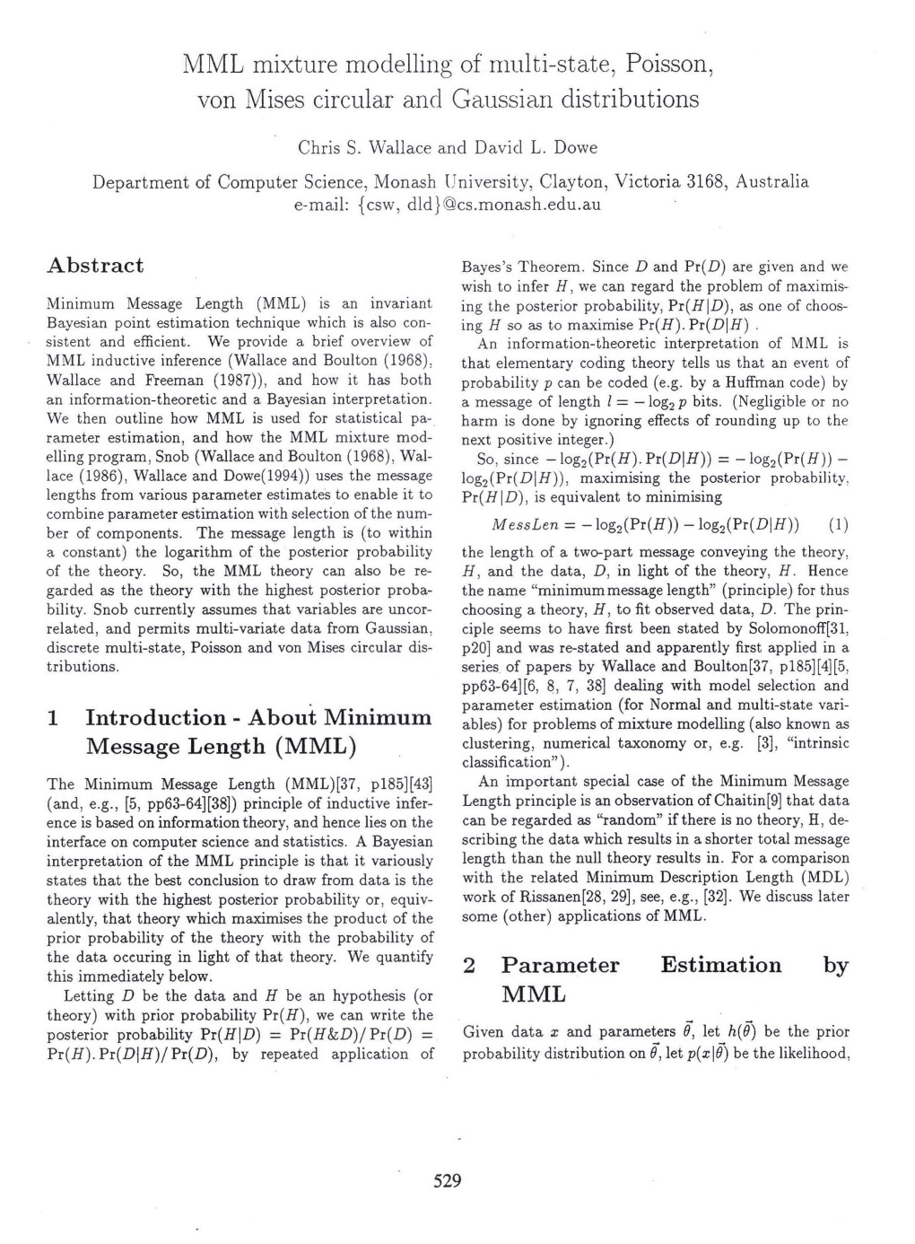 MML Mixture Modelling of Rnulti-State, Poisson, Von Mises Circular and Gaussian Distributions