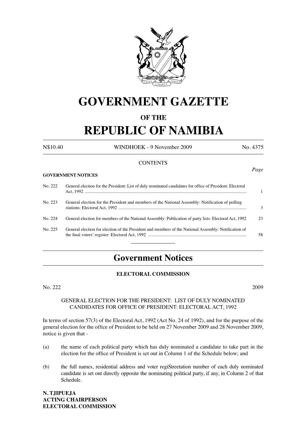 Government Gazette Republic of Namibia