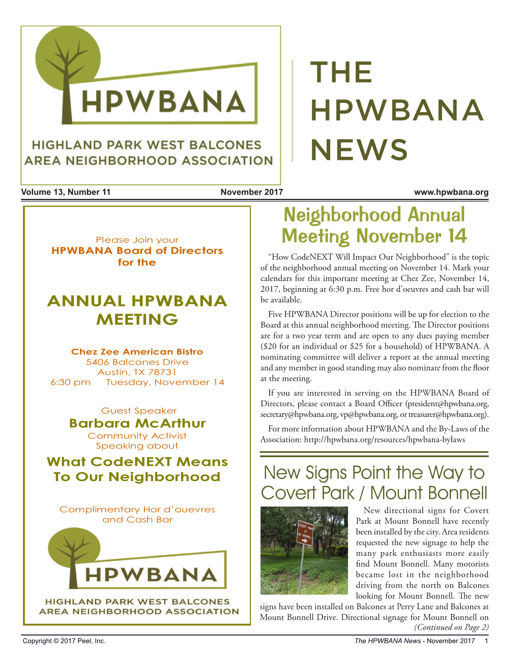 Neighborhood Annual Meeting November 14