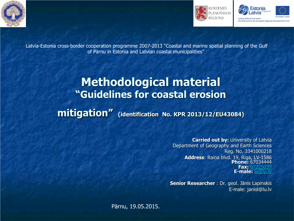 Guidelines for Coastal Erosion Mitigation”
