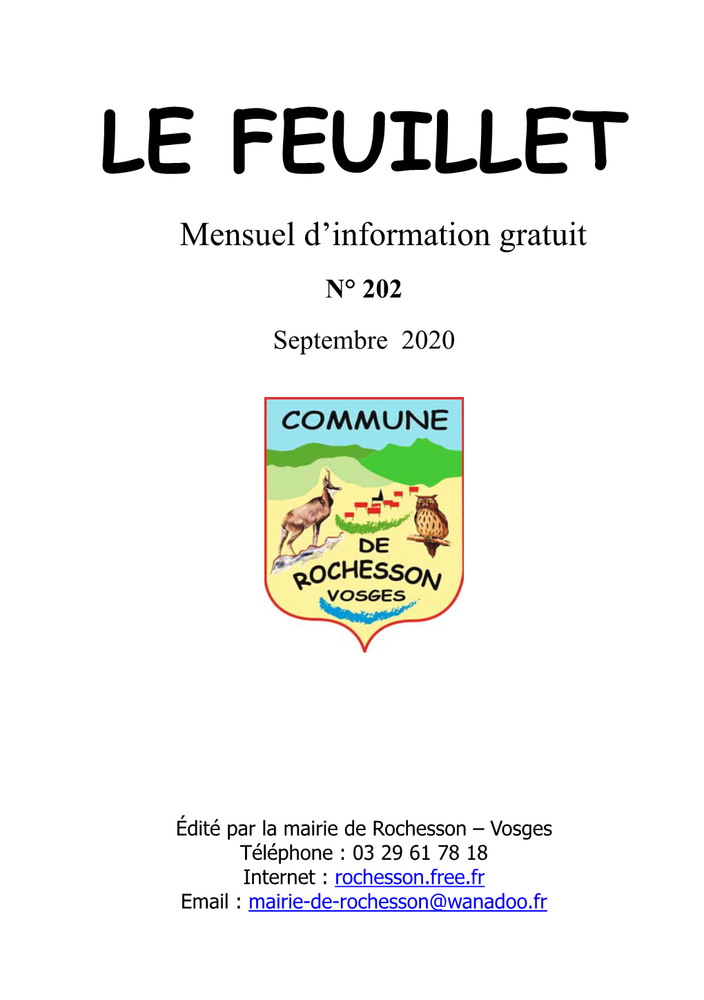 LE FEUILLET Mensuel D’Information Gratuit N° 202 Septembre 2020