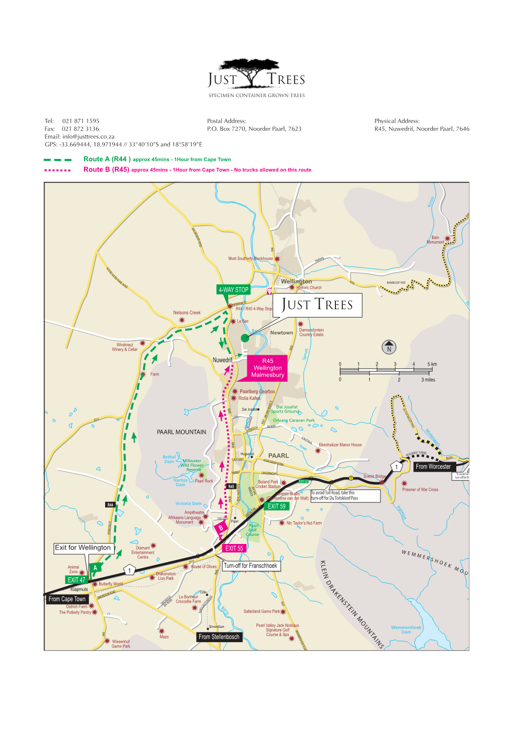 Nuwedrif Exit for Wellington Turn-Off for Franschhoek from Cape Town from Worcester from Stellenbosch 4-WAY STOP EXIT 47 EXIT 59