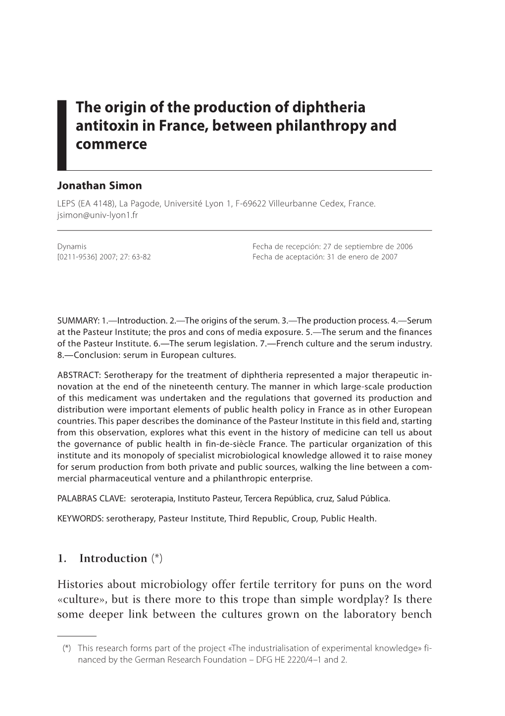 The Origin of the Production of Diphtheria Antitoxin in France, Between Philanthropy and Commerce