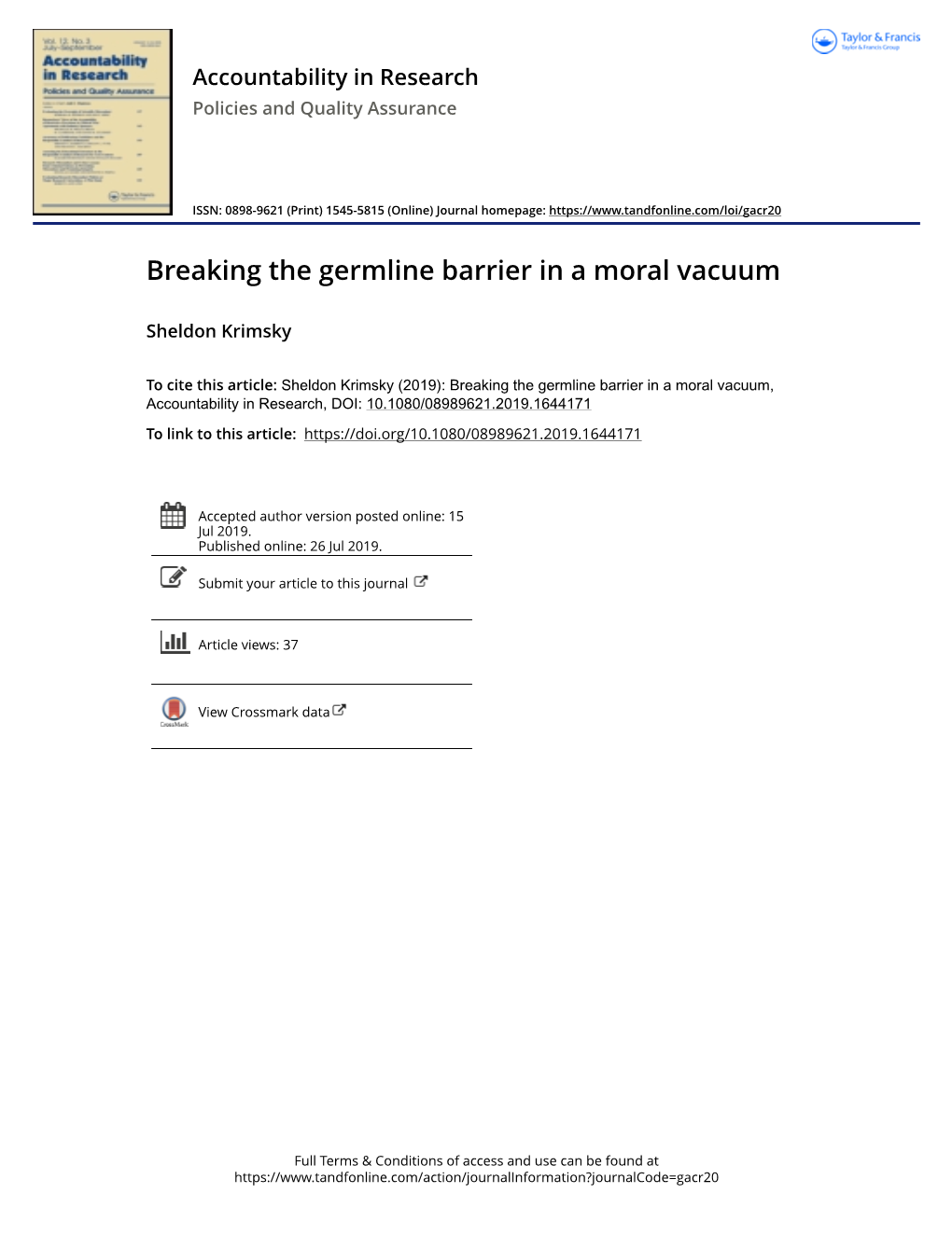 Breaking the Germline Barrier in a Moral Vacuum