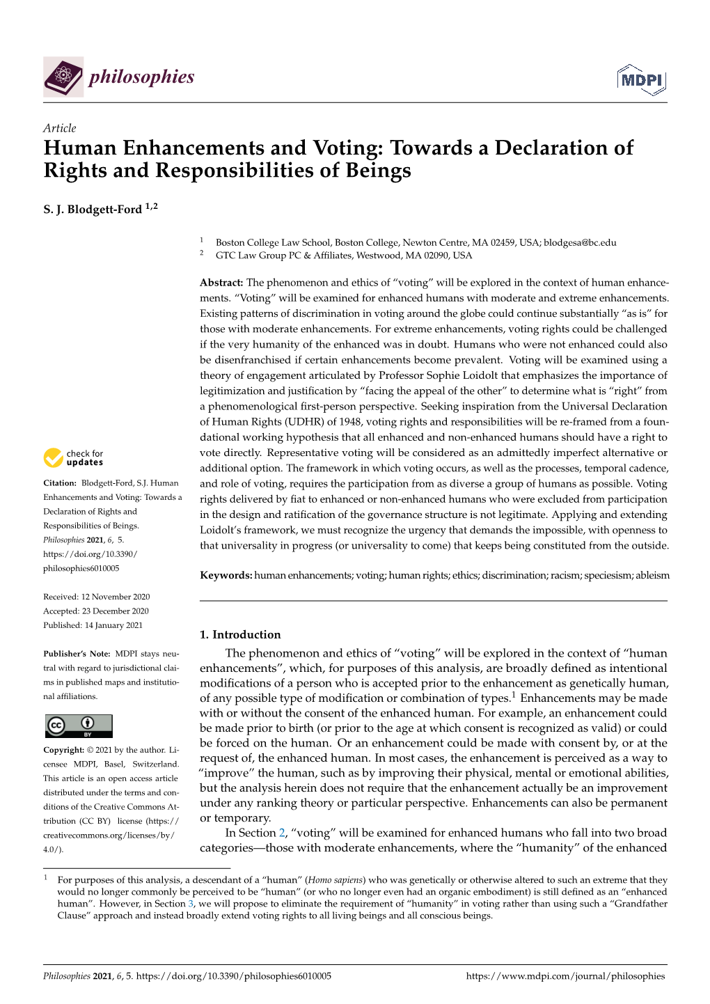 Human Enhancements and Voting: Towards a Declaration of Rights and Responsibilities of Beings