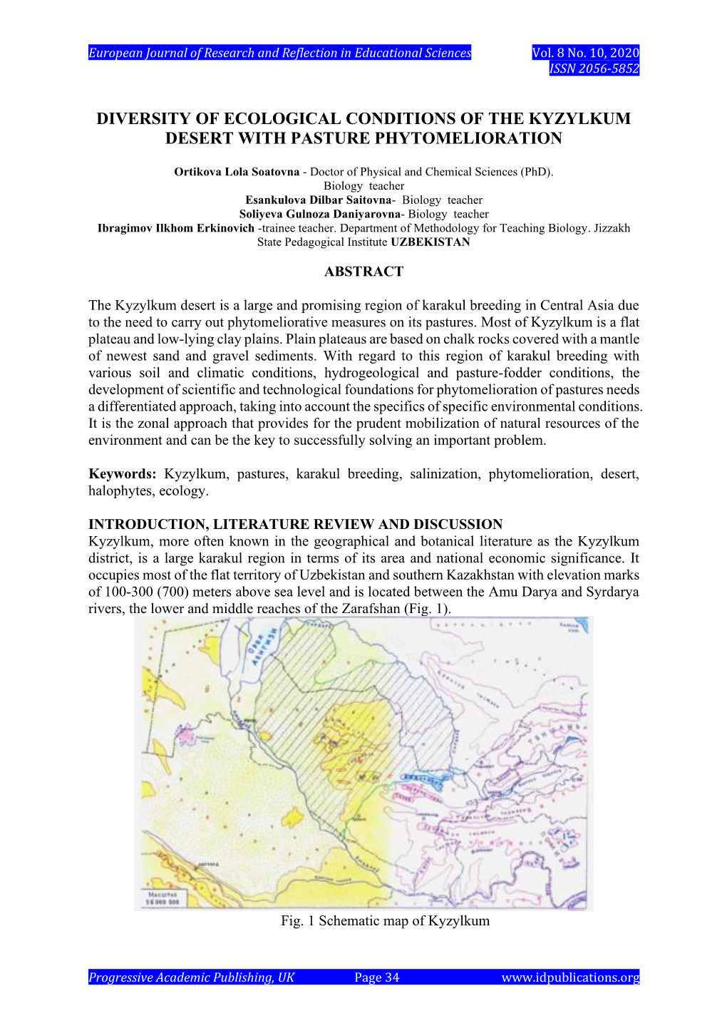 Diversity of Ecological Conditions of the Kyzylkum Desert with Pasture Phytomelioration