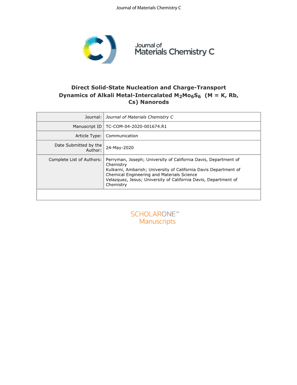 (M = K, Rb, Cs) Nanorods