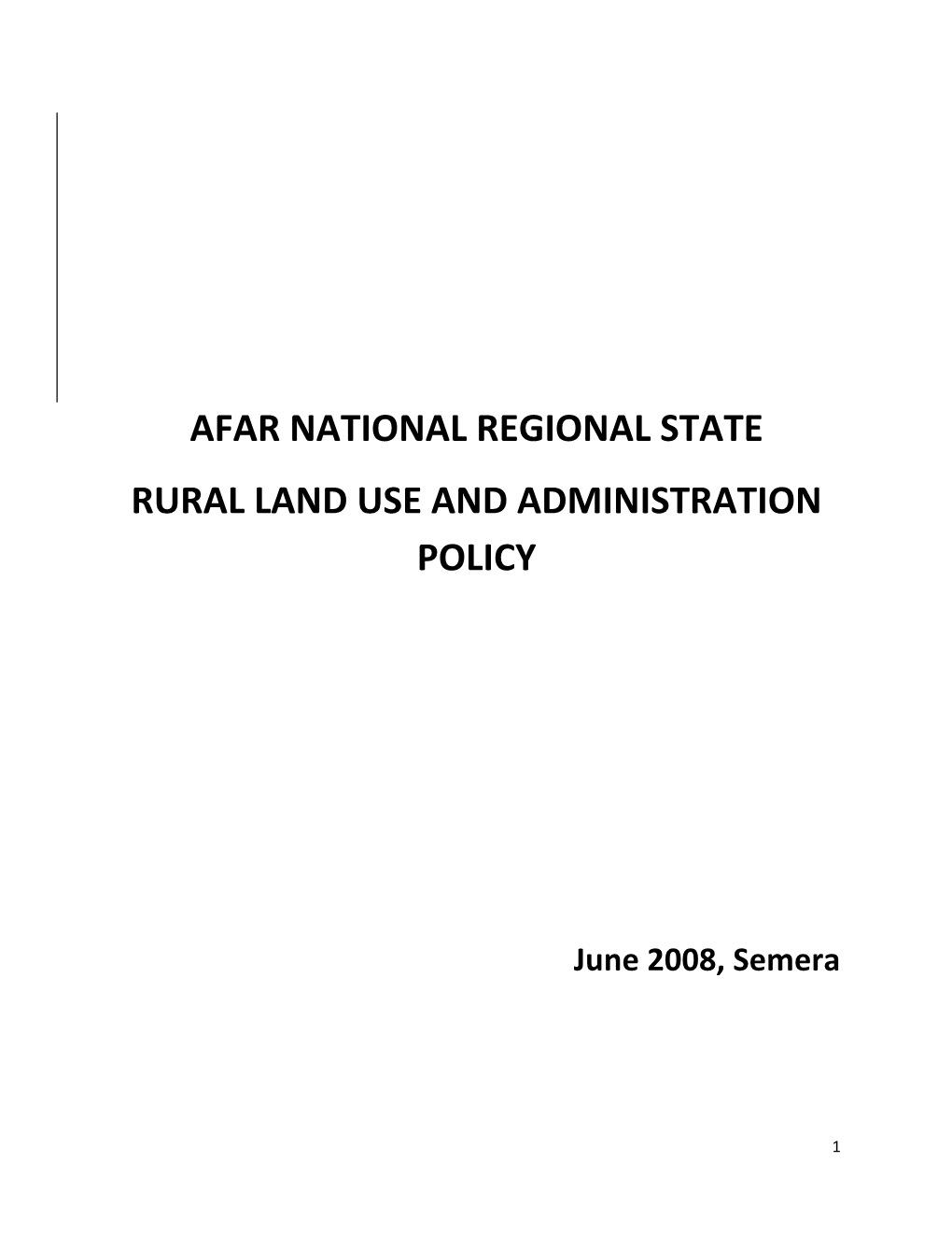 Afar National Regional State Rural Land Use and Administration Policy