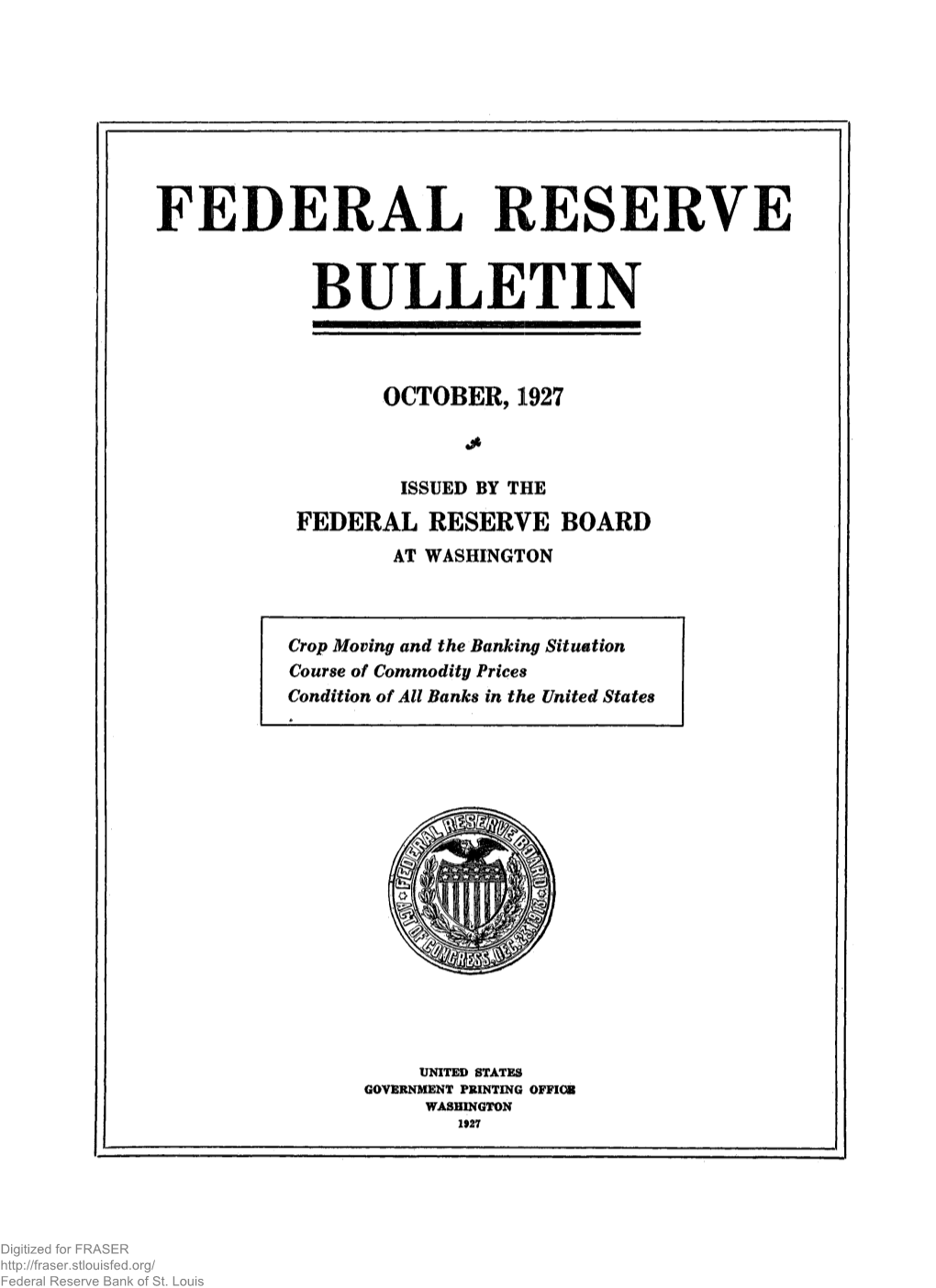 Federal Reserve Bulletin October 1927