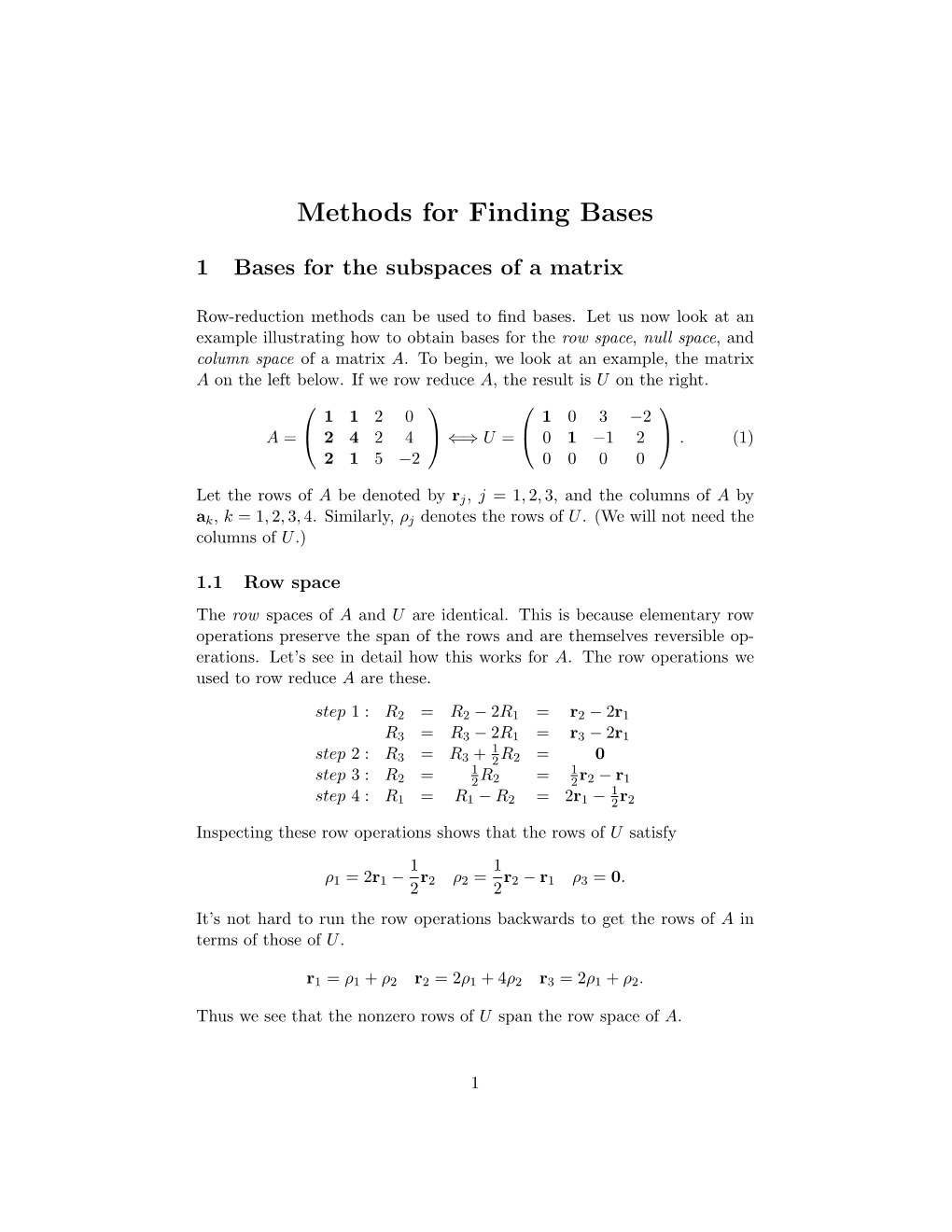 Methods for Finding Bases