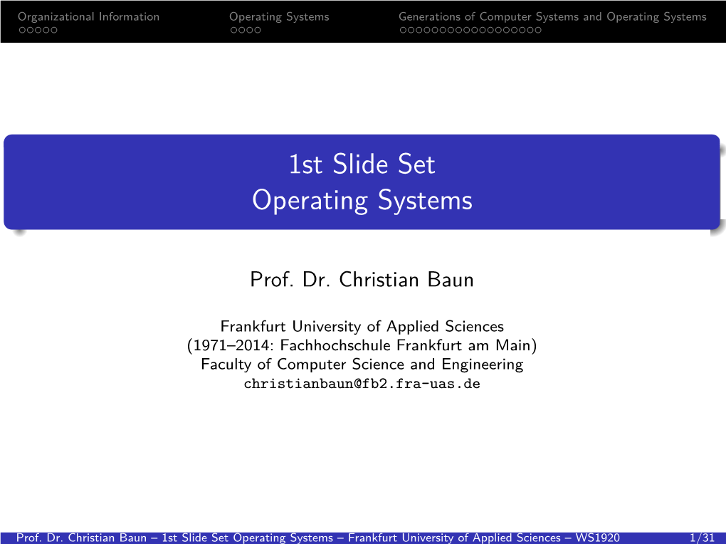 1St Slide Set Operating Systems
