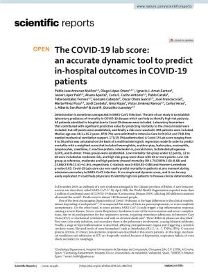 The COVID-19 Lab Score Is Performed, Ranging from 0 to 30 Points