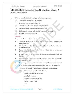 CBSE NCERT Solutions for Class 12 Chemistry Chapter 9 Back of Chapter Questions