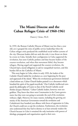 The Miami Diocese and the Cuban Refugee Crisis of 1960-1961
