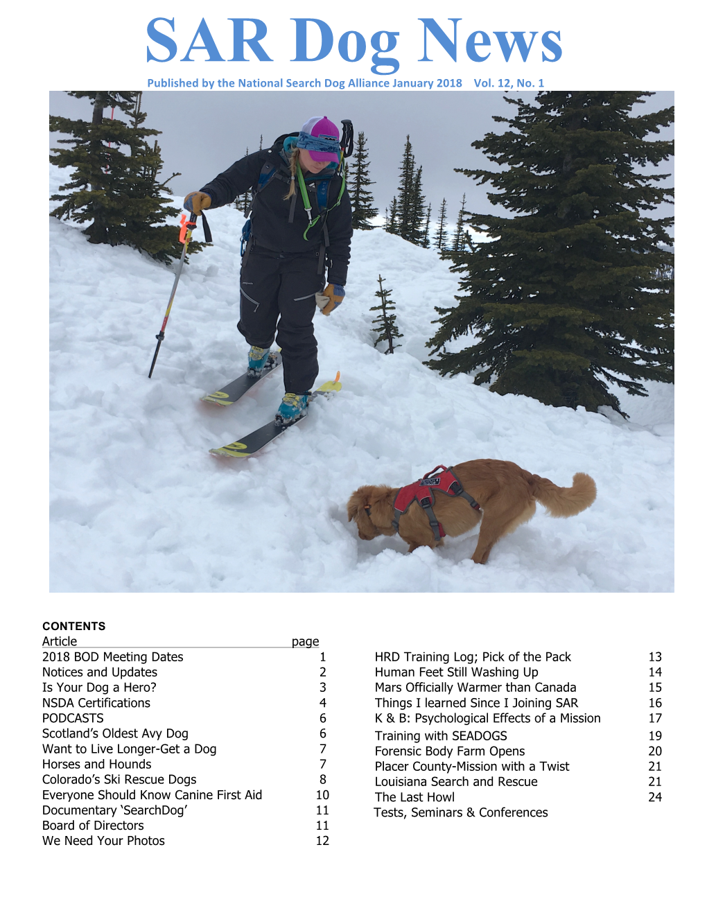 SAR Dog News Published by the National Search Dog Alliance January 2018 Vol