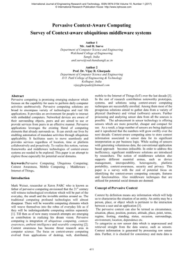 Pervasive Context-Aware Computing Survey of Context-Aware Ubiquitious Middleware Systems