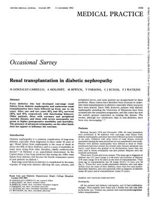Renal Transplantation in Diabetic Nephropathy
