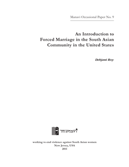 An Introduction to Forced Marriage in the South Asian Community in the United States