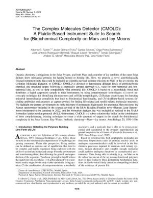 The Complex Molecules Detector (CMOLD): a Fluidic-Based Instrument Suite to Search for (Bio)Chemical Complexity on Mars and Icy Moons