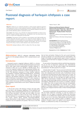 Postnatal Diagnosis of Harlequin Ichthyosis a Case Report