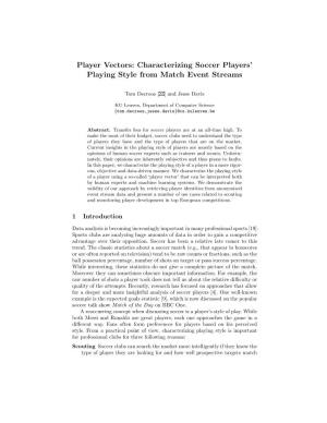 Player Vectors: Characterizing Soccer Players' Playing Style from Match