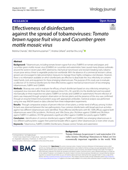Effectiveness of Disinfectants Against the Spread of Tobamoviruses