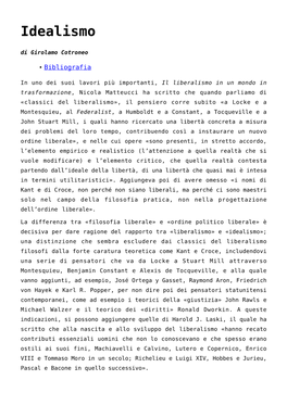 Idealismo Di Girolamo Cotroneo
