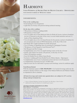 Harmony Your Wedding @ Doubletree by Hilton Jakarta – Diponegoro with Minimum Order of 700 Buffet Order
