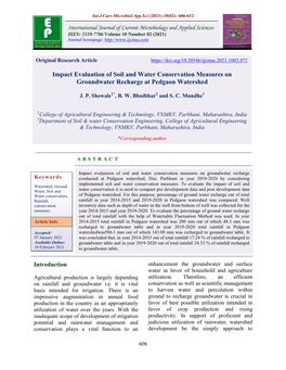 Impact Evaluation of Soil and Water Conservation Measures on Groundwater Recharge at Pedgaon Watershed