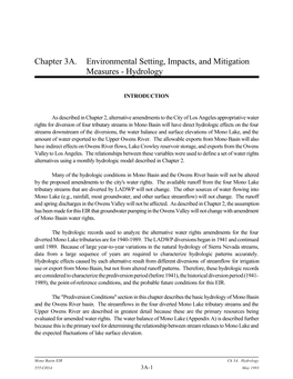 Chapter 3A. Environmental Setting, Impacts, and Mitigation Measures - Hydrology