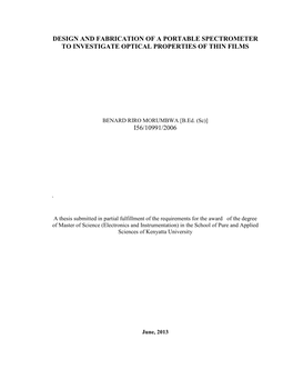 Design of a Simple Optical Spectrometer