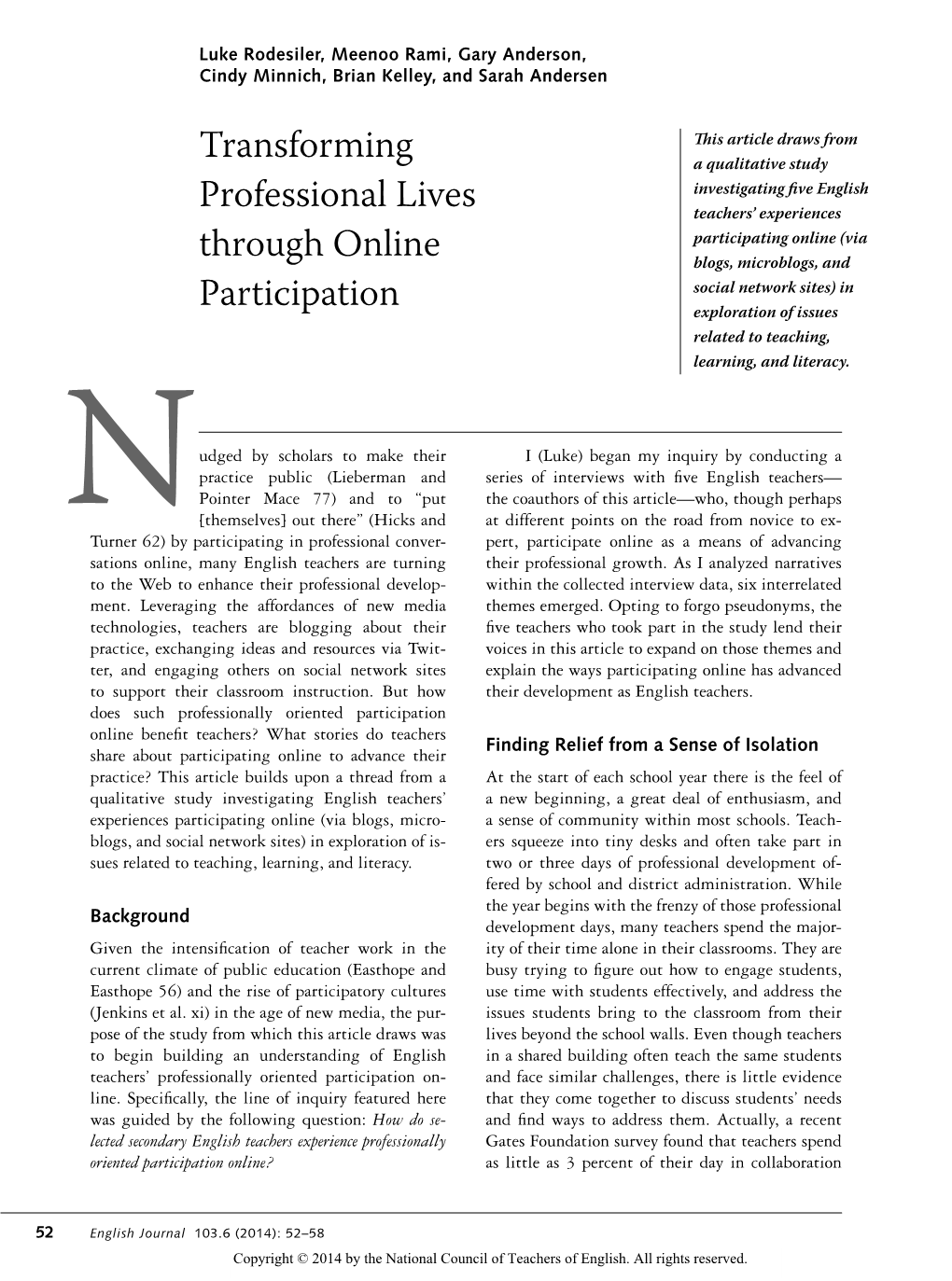 Transforming Professional Lives Through Online Participation