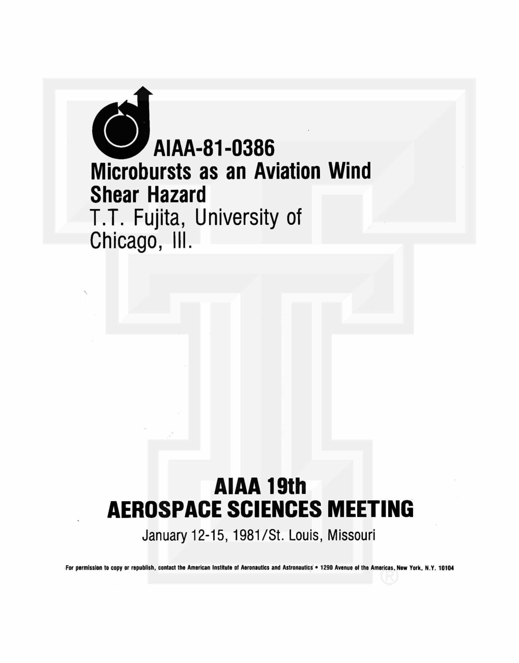 Microbursts As an Aviation Wind Shear Hazard TT Fujita, University Of