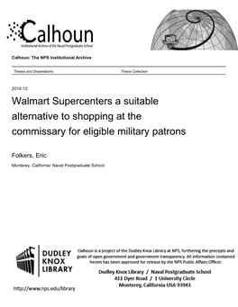 Walmart Supercenters a Suitable Alternative to Shopping at the Commissary for Eligible Military Patrons