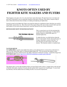 Knots Often Used by Fighter Kite Makers and Flyers