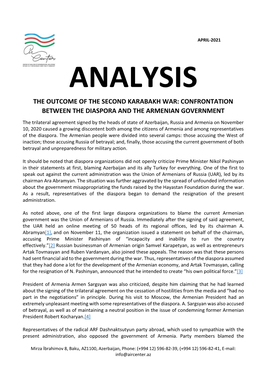 The Outcome of the Second Karabakh War: Confrontation Between the Diaspora and the Armenian Government