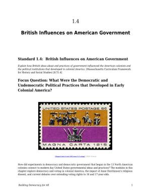 1.4 British Influences on American Government