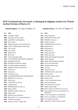 NEW Truckload Sale, Overstock, Or Damaged in Shipping Auction 2 by Watson Auction Systems at Onawa, IA
