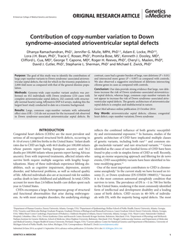 Contribution of Copy-Number Variation to Down Syndrome–Associated Atrioventricular Septal Defects
