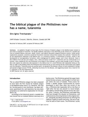 The Biblical Plague of the Philistines Now Has a Name, Tularemia