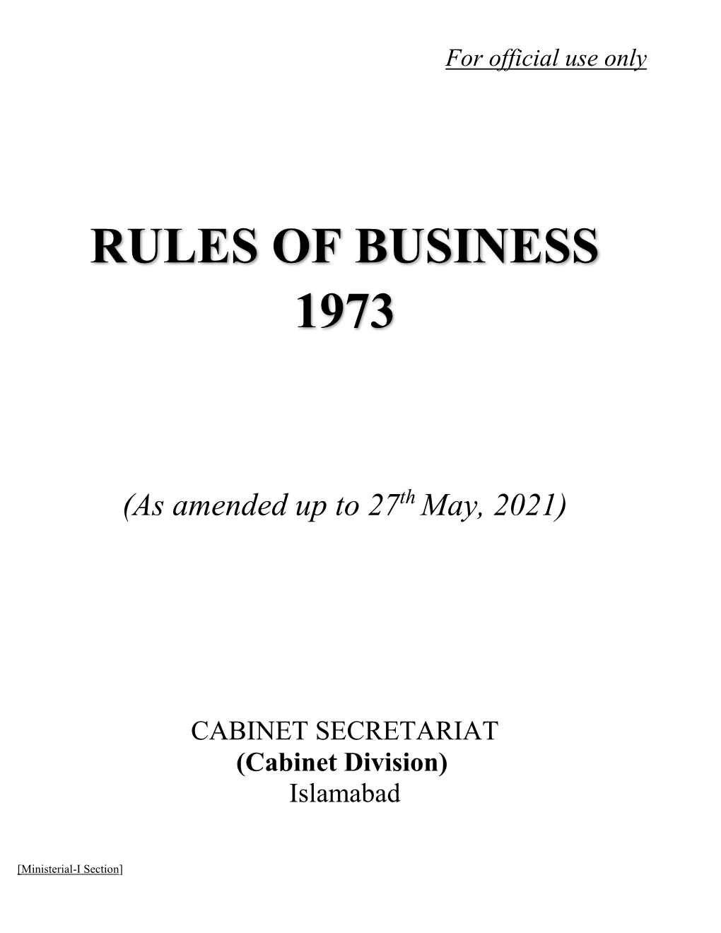 Rules of Business 1973