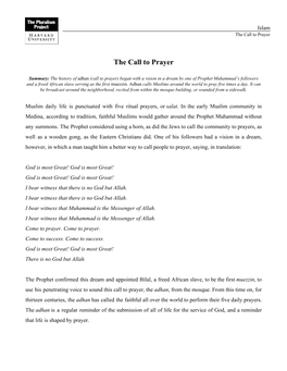 The Call to Prayer ​