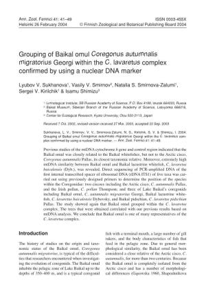 Grouping of Baikal Omul Coregonus Autumnalis Migratorius Georgi Within the C. Lavaretus Complex Confirmed by Using a Nuclear