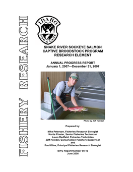 Snake River Sockeye Salmon Captive Broodstock Program Research Element