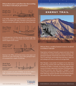 Energy Trail Colorado River Loma DOUGLAS PASS Rangely White River Oil Dinosaur ENERGY TRAIL River Shale 70