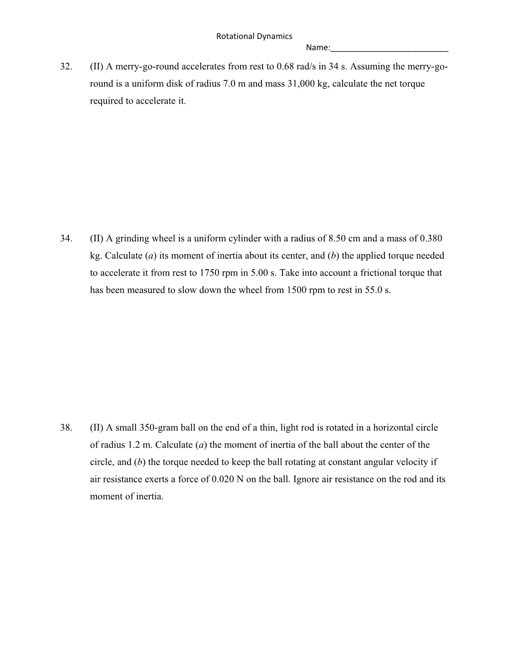 Rotational Dynamics