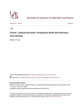 Courts—Judicial Immunity—Prospective Relief and Attorney's Fees Allowed